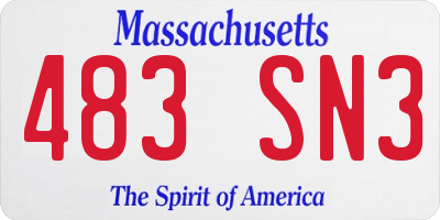 MA license plate 483SN3