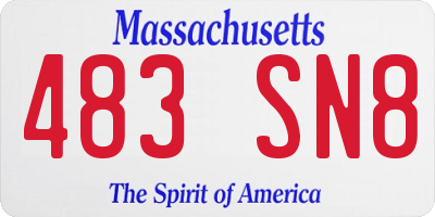 MA license plate 483SN8