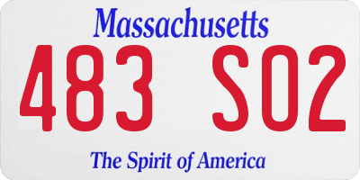 MA license plate 483SO2