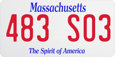 MA license plate 483SO3
