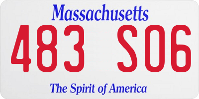 MA license plate 483SO6