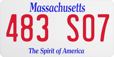 MA license plate 483SO7