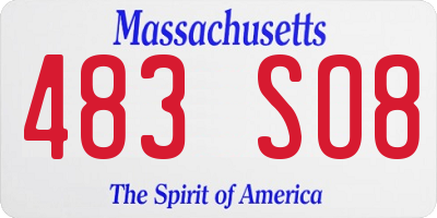 MA license plate 483SO8