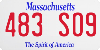 MA license plate 483SO9
