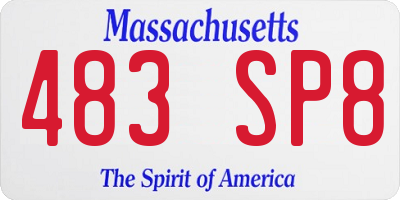 MA license plate 483SP8