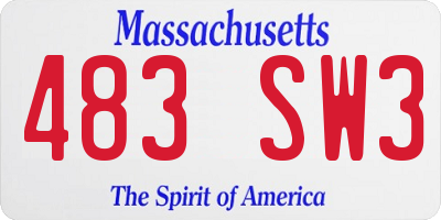 MA license plate 483SW3