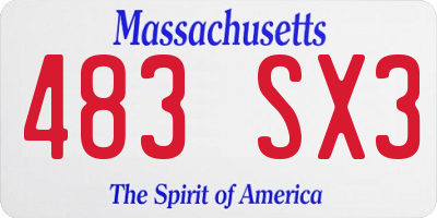 MA license plate 483SX3