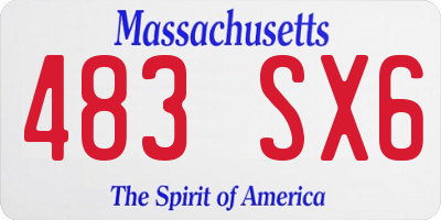 MA license plate 483SX6