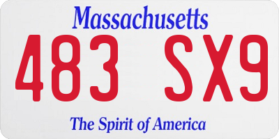 MA license plate 483SX9