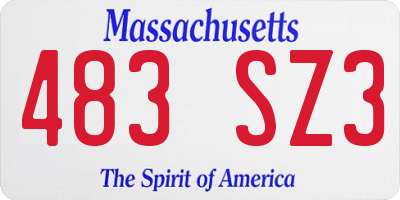 MA license plate 483SZ3