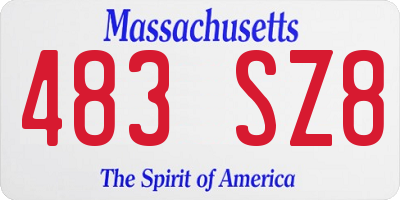 MA license plate 483SZ8