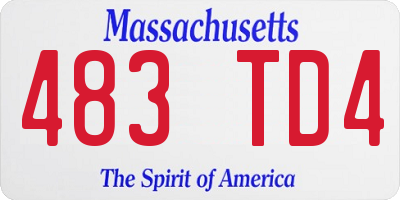 MA license plate 483TD4