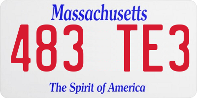 MA license plate 483TE3