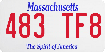 MA license plate 483TF8