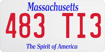 MA license plate 483TI3