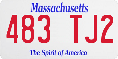 MA license plate 483TJ2