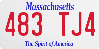 MA license plate 483TJ4