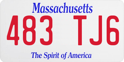 MA license plate 483TJ6