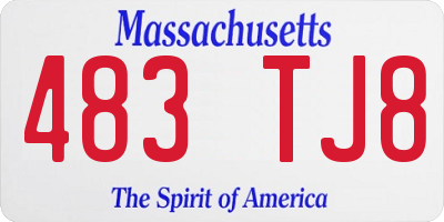 MA license plate 483TJ8