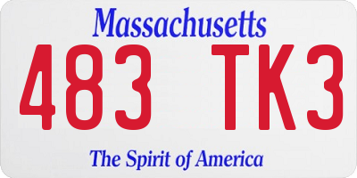 MA license plate 483TK3