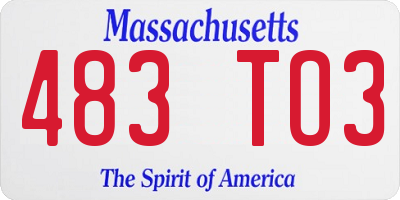 MA license plate 483TO3