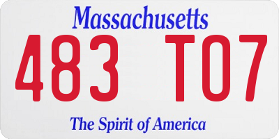 MA license plate 483TO7