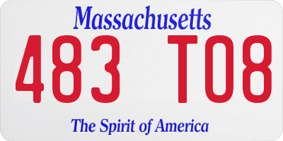 MA license plate 483TO8