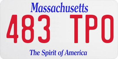 MA license plate 483TP0