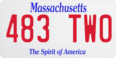 MA license plate 483TW0