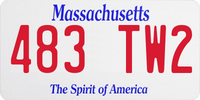 MA license plate 483TW2