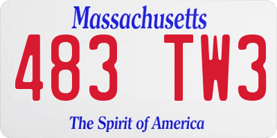 MA license plate 483TW3
