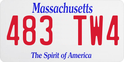 MA license plate 483TW4