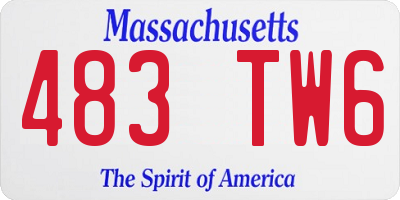MA license plate 483TW6