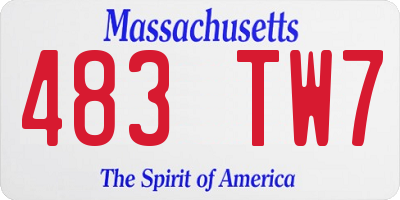 MA license plate 483TW7