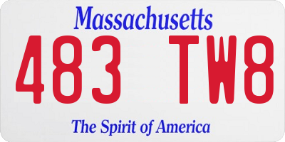 MA license plate 483TW8