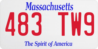 MA license plate 483TW9