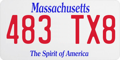 MA license plate 483TX8