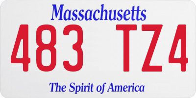 MA license plate 483TZ4