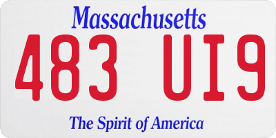 MA license plate 483UI9