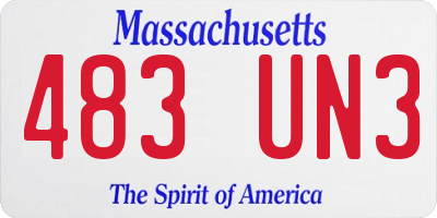MA license plate 483UN3