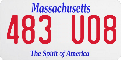 MA license plate 483UO8