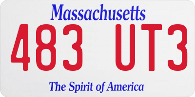 MA license plate 483UT3