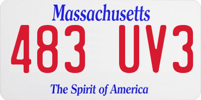 MA license plate 483UV3