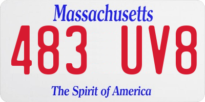 MA license plate 483UV8