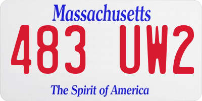 MA license plate 483UW2