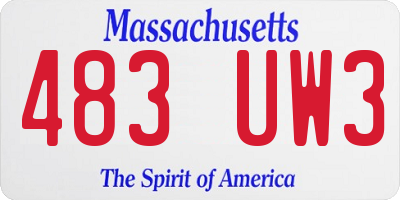 MA license plate 483UW3