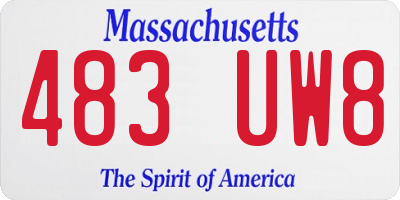 MA license plate 483UW8