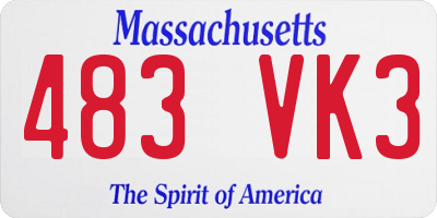 MA license plate 483VK3
