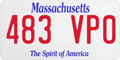 MA license plate 483VP0