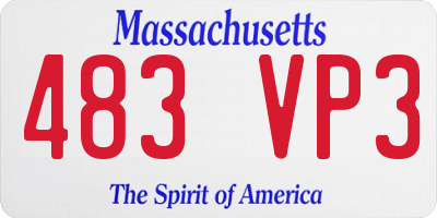 MA license plate 483VP3